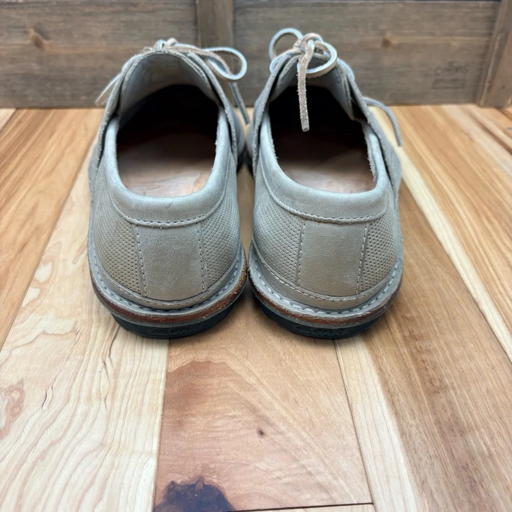 Clarks Grafted Sail Boat Shoe Gray Perforated Leather Men’s Sz 10.5